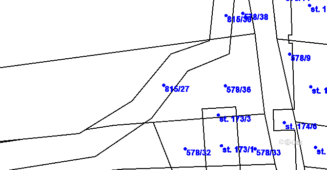 Parcela st. 815/27 v KÚ Úsobrno, Katastrální mapa