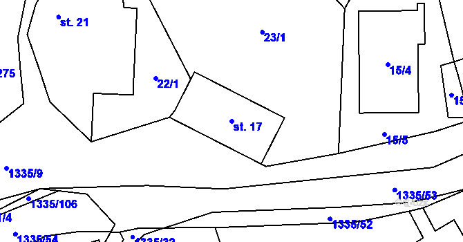 Parcela st. 17 v KÚ Úsov-město, Katastrální mapa