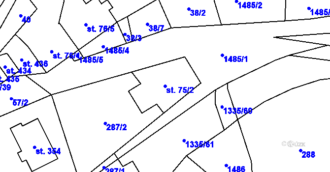 Parcela st. 75/2 v KÚ Úsov-město, Katastrální mapa