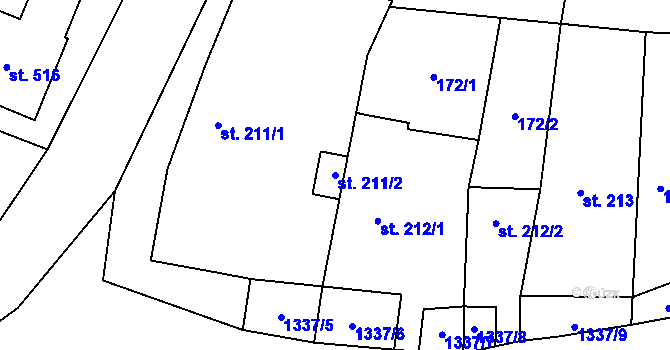 Parcela st. 211/2 v KÚ Úsov-město, Katastrální mapa