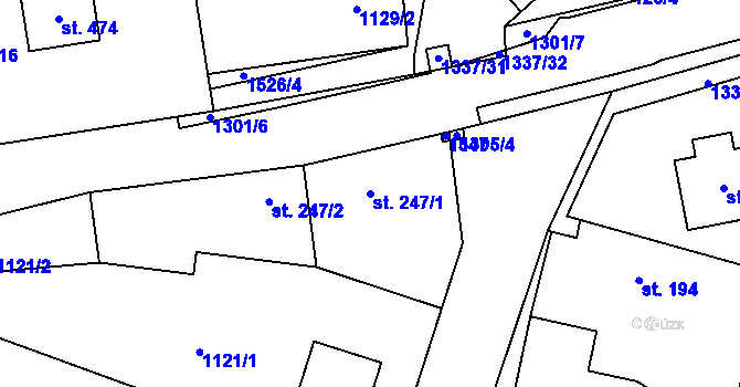 Parcela st. 247/1 v KÚ Úsov-město, Katastrální mapa