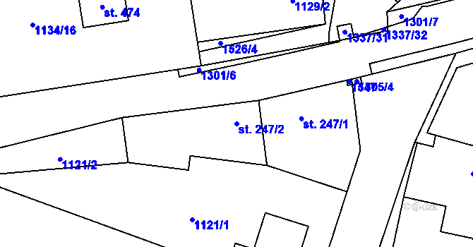 Parcela st. 247/2 v KÚ Úsov-město, Katastrální mapa