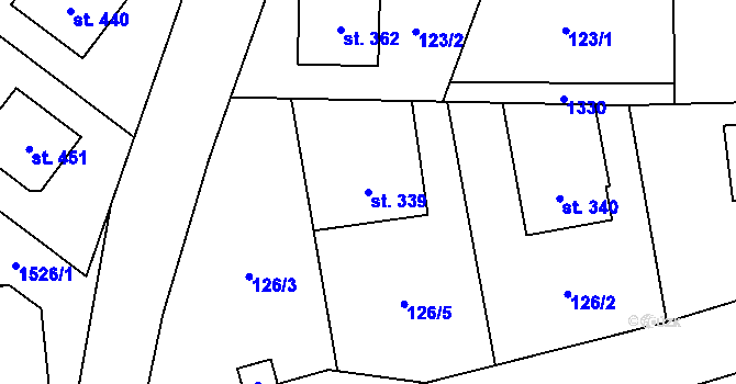 Parcela st. 339 v KÚ Úsov-město, Katastrální mapa
