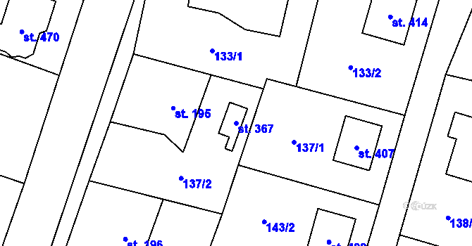 Parcela st. 367 v KÚ Úsov-město, Katastrální mapa