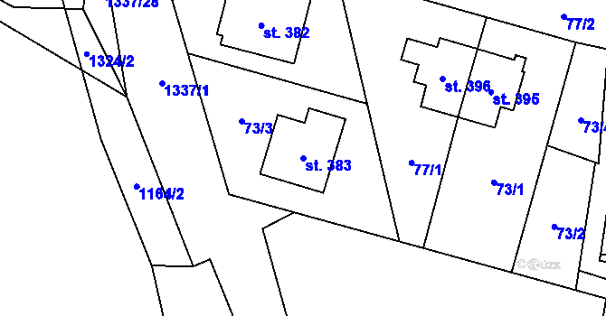 Parcela st. 383 v KÚ Úsov-město, Katastrální mapa