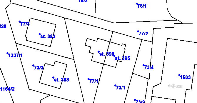 Parcela st. 396 v KÚ Úsov-město, Katastrální mapa