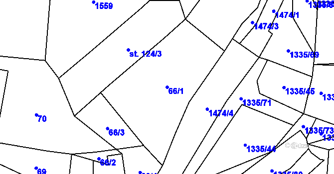 Parcela st. 66/1 v KÚ Úsov-město, Katastrální mapa