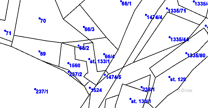Parcela st. 66/4 v KÚ Úsov-město, Katastrální mapa