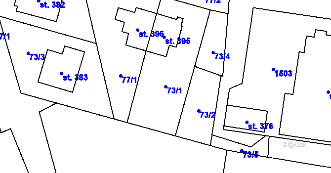 Parcela st. 73/1 v KÚ Úsov-město, Katastrální mapa