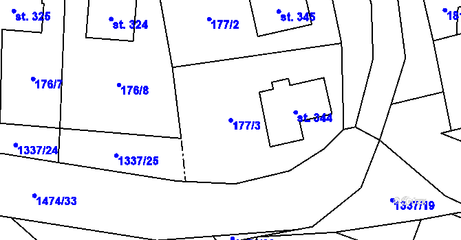 Parcela st. 177/3 v KÚ Úsov-město, Katastrální mapa