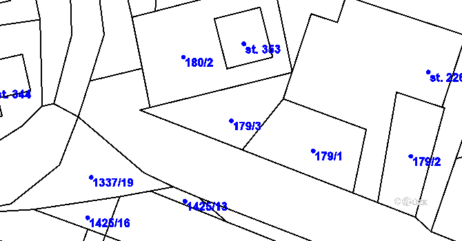 Parcela st. 179/3 v KÚ Úsov-město, Katastrální mapa