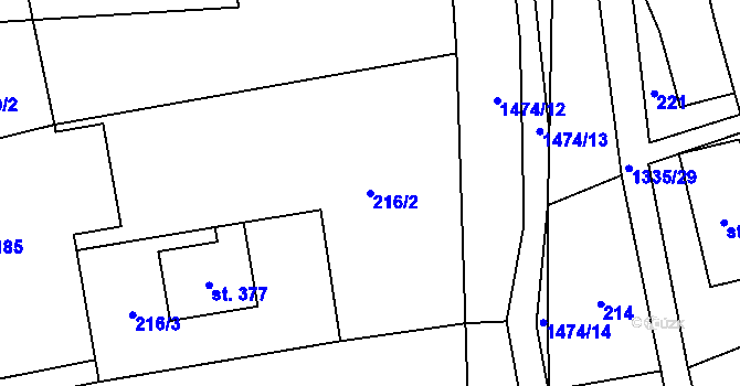 Parcela st. 216/2 v KÚ Úsov-město, Katastrální mapa