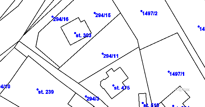 Parcela st. 294/11 v KÚ Úsov-město, Katastrální mapa