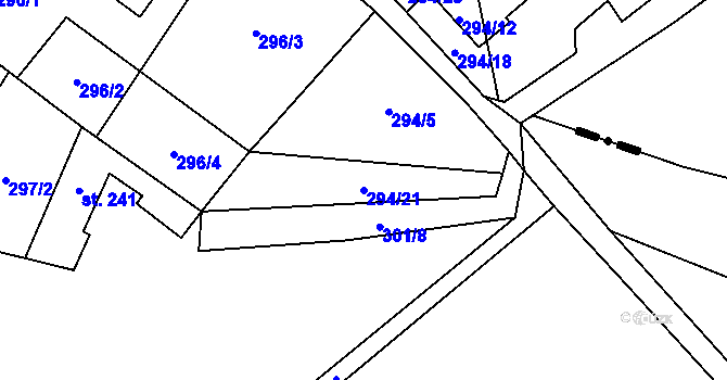 Parcela st. 294/21 v KÚ Úsov-město, Katastrální mapa