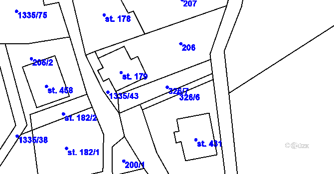 Parcela st. 326/7 v KÚ Úsov-město, Katastrální mapa