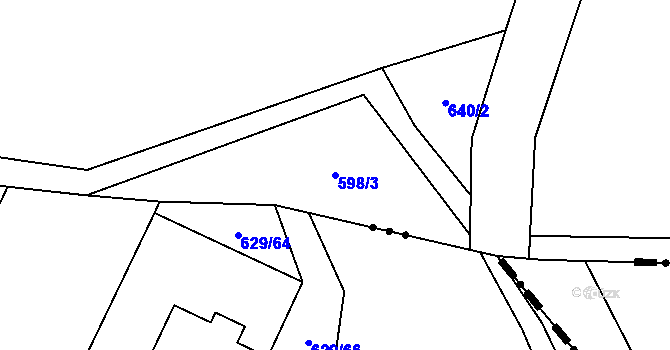 Parcela st. 598/3 v KÚ Úsov-město, Katastrální mapa