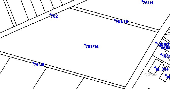 Parcela st. 761/14 v KÚ Úsov-město, Katastrální mapa