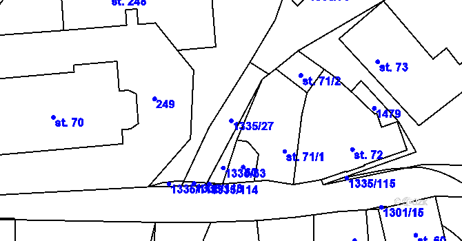 Parcela st. 1335/27 v KÚ Úsov-město, Katastrální mapa
