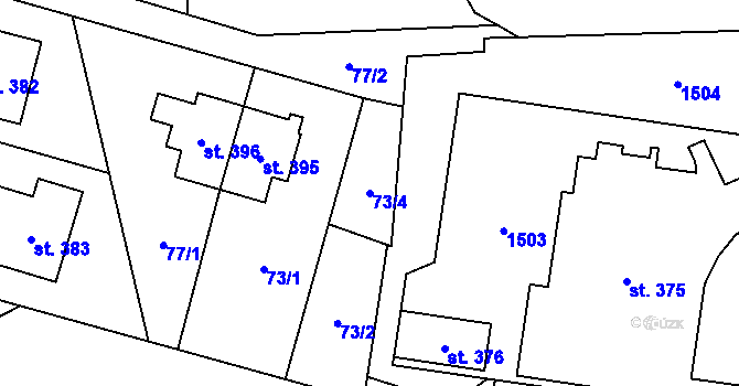 Parcela st. 73/4 v KÚ Úsov-město, Katastrální mapa