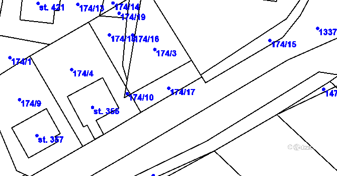 Parcela st. 174/17 v KÚ Úsov-město, Katastrální mapa