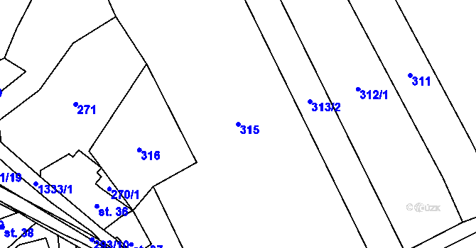 Parcela st. 315 v KÚ Úsov-město, Katastrální mapa