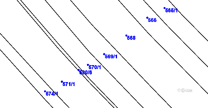 Parcela st. 569/1 v KÚ Úsov-město, Katastrální mapa