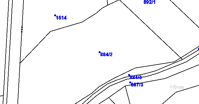 Parcela st. 884/2 v KÚ Úsov-město, Katastrální mapa