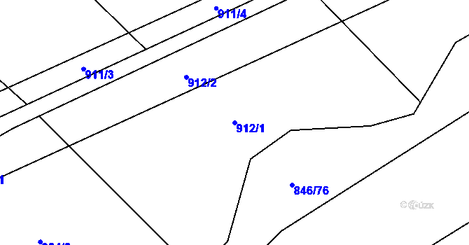 Parcela st. 912/1 v KÚ Úsov-město, Katastrální mapa