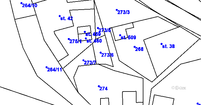 Parcela st. 273/6 v KÚ Úsov-město, Katastrální mapa