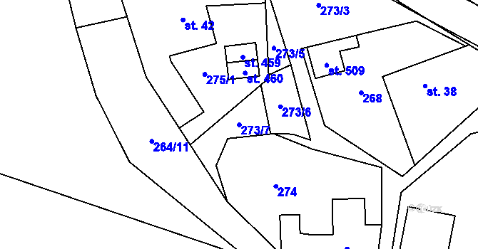 Parcela st. 273/7 v KÚ Úsov-město, Katastrální mapa