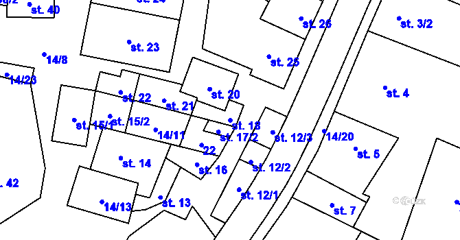 Parcela st. 18 v KÚ Úsov-Židovská obec, Katastrální mapa