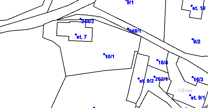 Parcela st. 10/1 v KÚ Krutěnice, Katastrální mapa