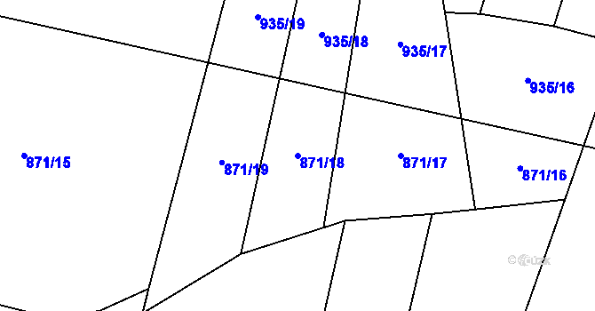 Parcela st. 871/18 v KÚ Ústaleč, Katastrální mapa