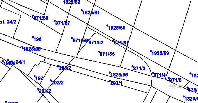 Parcela st. 871/55 v KÚ Ústaleč, Katastrální mapa