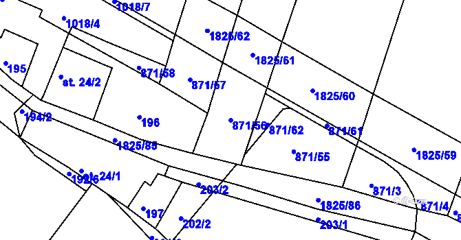 Parcela st. 871/56 v KÚ Ústaleč, Katastrální mapa