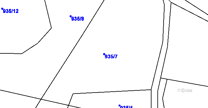 Parcela st. 935/7 v KÚ Ústaleč, Katastrální mapa