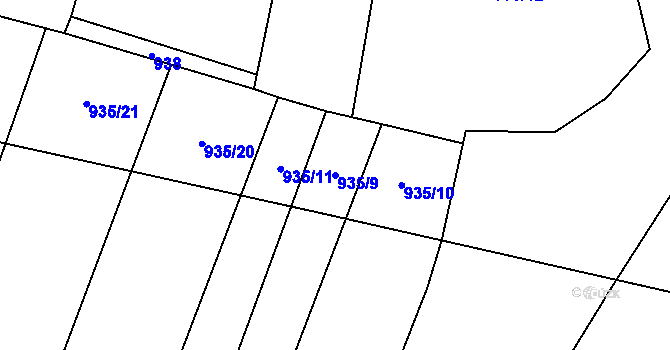 Parcela st. 935/9 v KÚ Ústaleč, Katastrální mapa