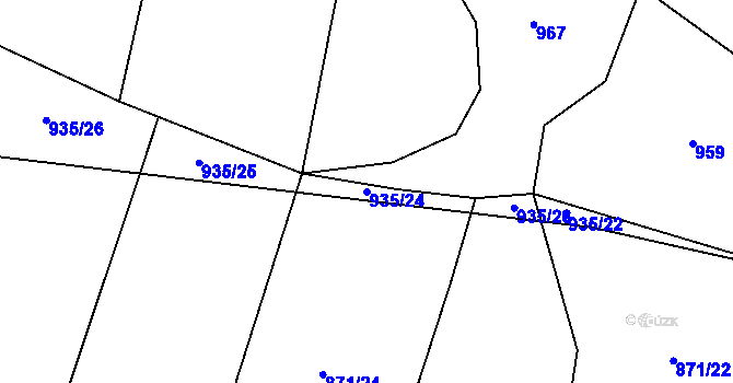 Parcela st. 935/24 v KÚ Ústaleč, Katastrální mapa