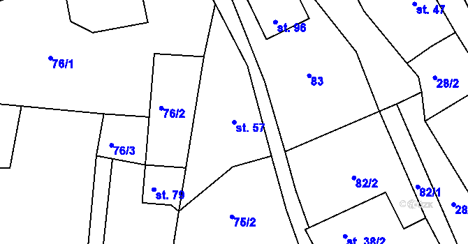 Parcela st. 57 v KÚ Ústaleč, Katastrální mapa