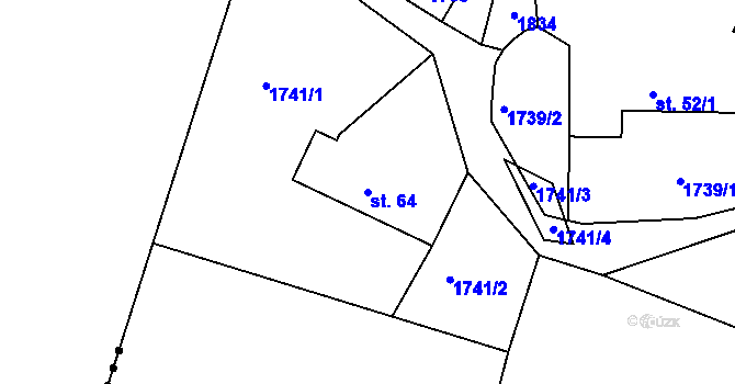 Parcela st. 64 v KÚ Ústaleč, Katastrální mapa