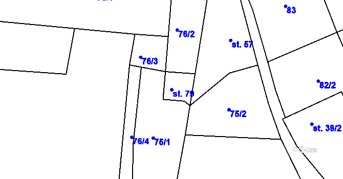 Parcela st. 79 v KÚ Ústaleč, Katastrální mapa