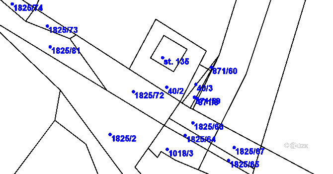 Parcela st. 40/2 v KÚ Ústaleč, Katastrální mapa