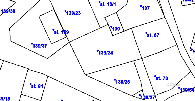 Parcela st. 139/24 v KÚ Ústaleč, Katastrální mapa