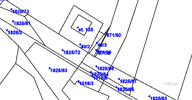 Parcela st. 871/59 v KÚ Ústaleč, Katastrální mapa