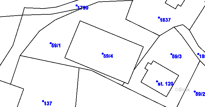 Parcela st. 59/4 v KÚ Ústaleč, Katastrální mapa