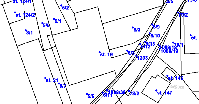 Parcela st. 19 v KÚ Ústí u Humpolce, Katastrální mapa