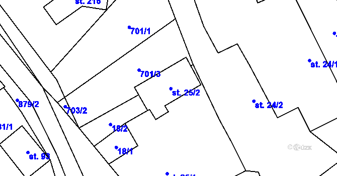 Parcela st. 25 v KÚ Ústí u Humpolce, Katastrální mapa