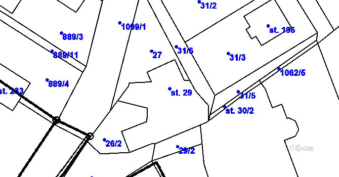 Parcela st. 29 v KÚ Ústí u Humpolce, Katastrální mapa