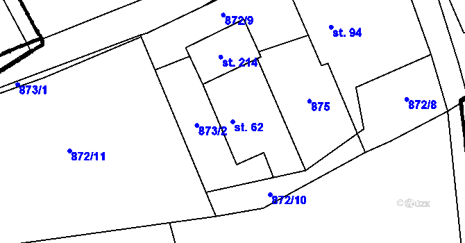 Parcela st. 62 v KÚ Ústí u Humpolce, Katastrální mapa