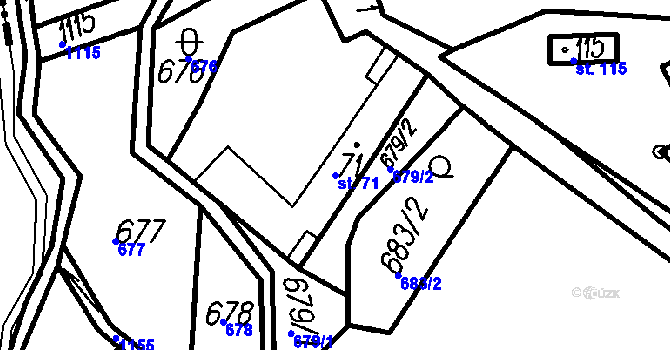 Parcela st. 71 v KÚ Ústí u Humpolce, Katastrální mapa